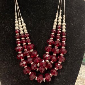 Robert Rose Faceted Rondel Bead 3 Strand Necklace